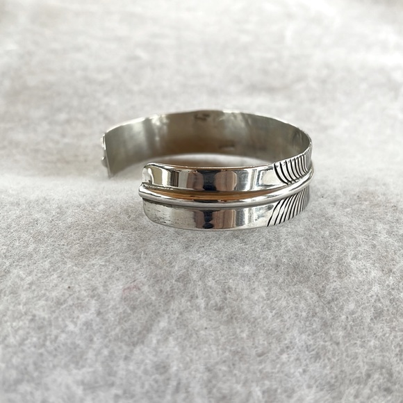 Sterling Feather Cuff Bracelet - Picture 2 of 6